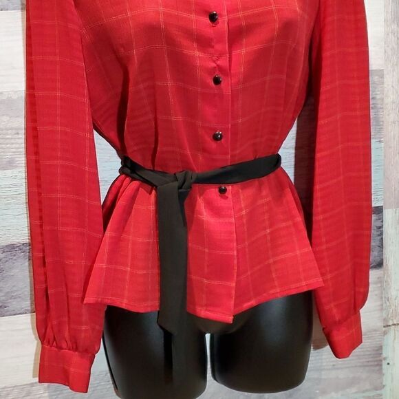 Vintage Red Textured Peter Pan Collar Lorch 9/10 CottageCore Festival Unique - Picture 4 of 8